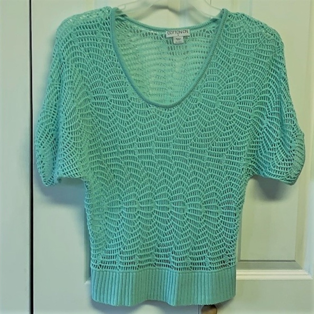 Cotton On Net Top Size M Aqua Batwing
